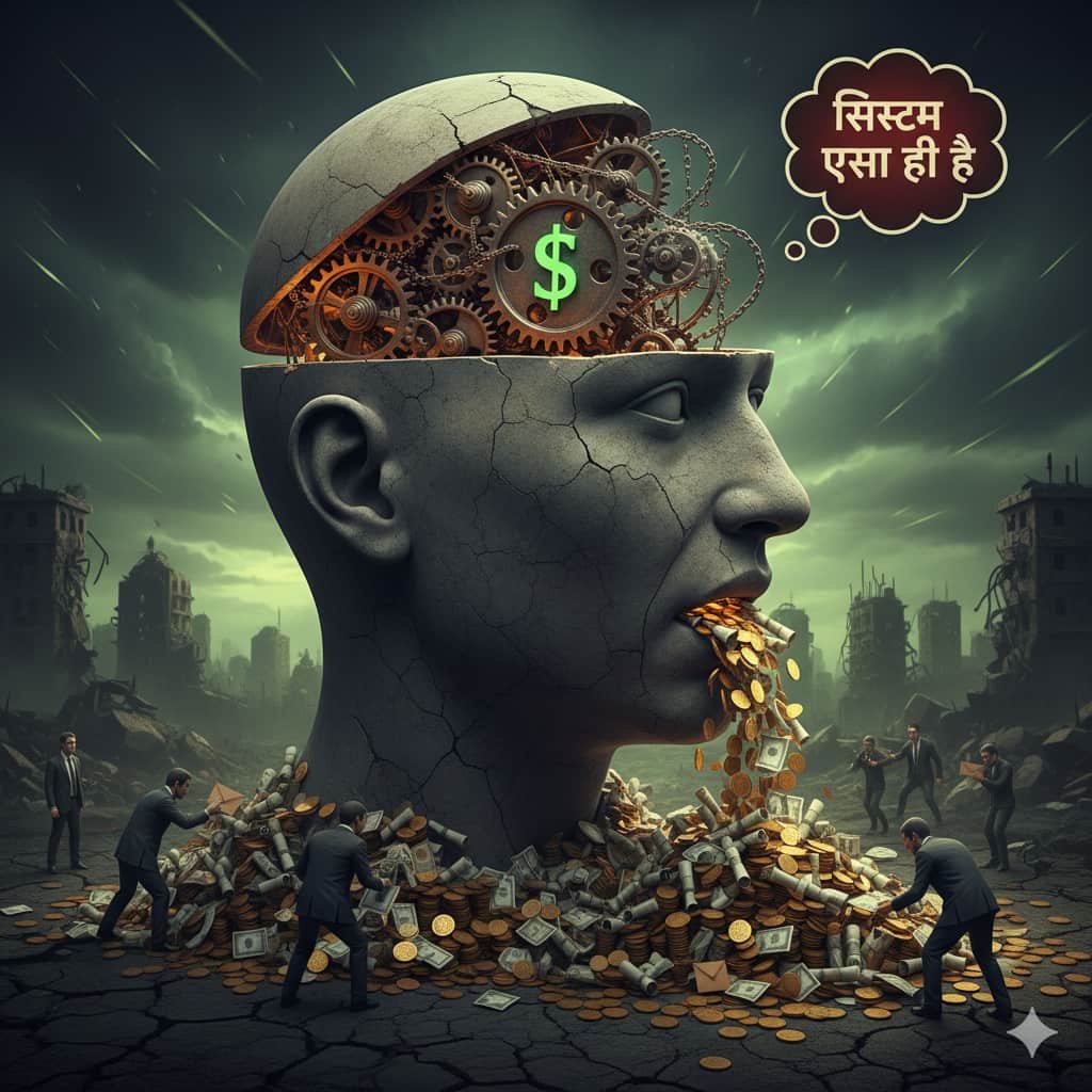 भ्रष्टाचार का मनोविज्ञान: 'सिस्टम ऐसा ही है' की मानसिकता और धन का प्रभाव।