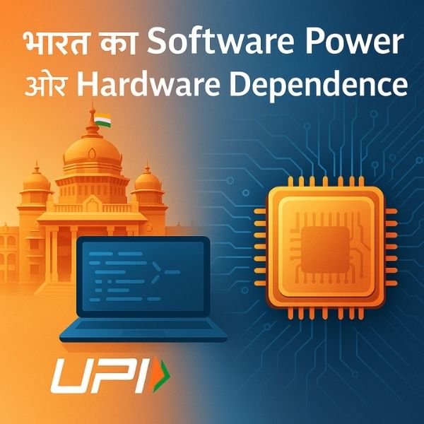 भारत का Software Power और Hardware Dependence – Strengths vs Dependencies infographic