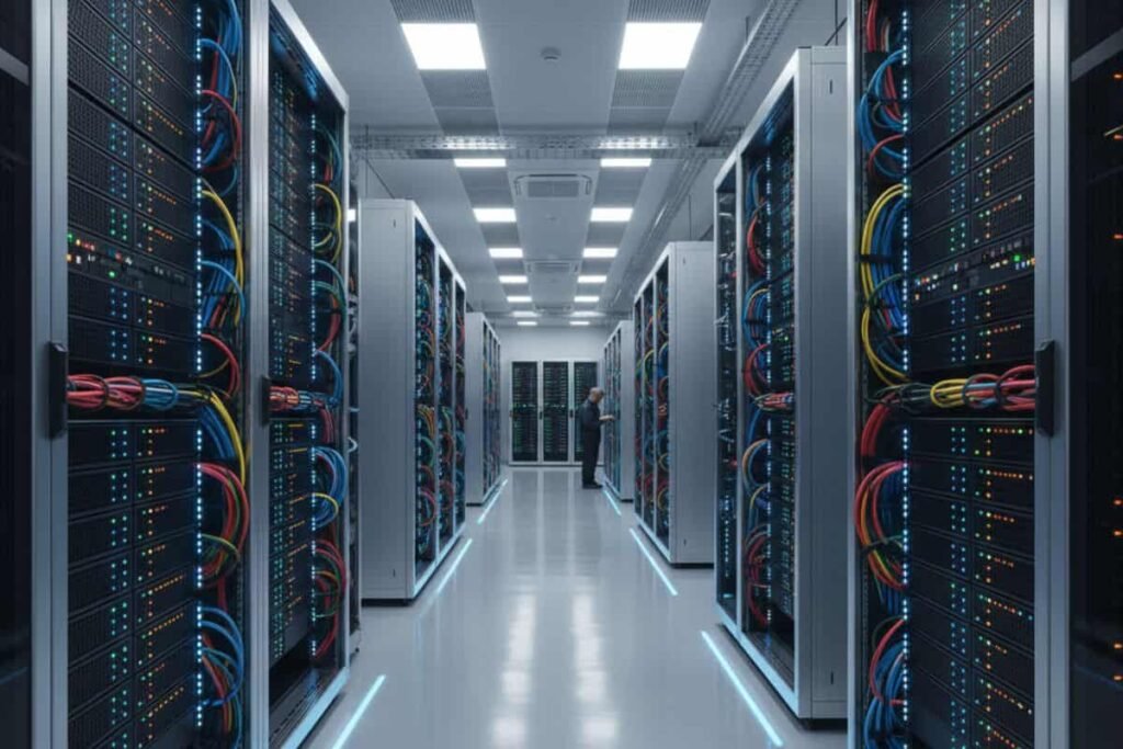 Computer Servers Kya Hote hai? : Iss chitra me computer servers ko data center me kaise rakhte hai ye dikhaya gaya hai
